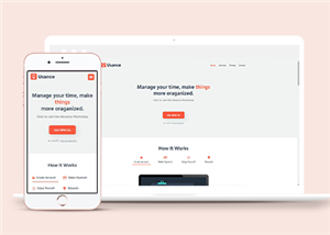 橙色页眉卡通设计时间管理APP应用网站模板