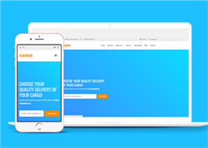 蓝色背景货物运输查清类引导式网站模板