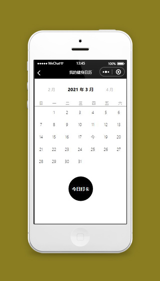 健身房小程序健身打卡日历页面模板下载