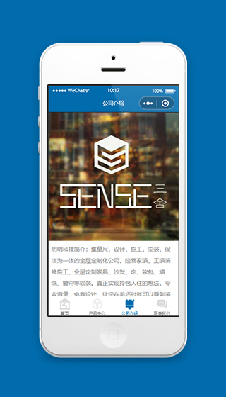 浅蓝色微信公司简介微信小程序页面下载
