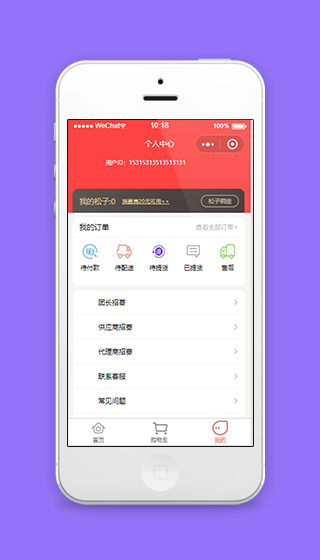 红色微信商城个人中心订单查询程序源码下载